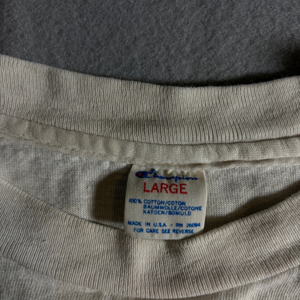 Vintage 90s Champion Minnesota Graphic T Shirt Made in USA Cream Mens L Boxy - Picture 3 of 4